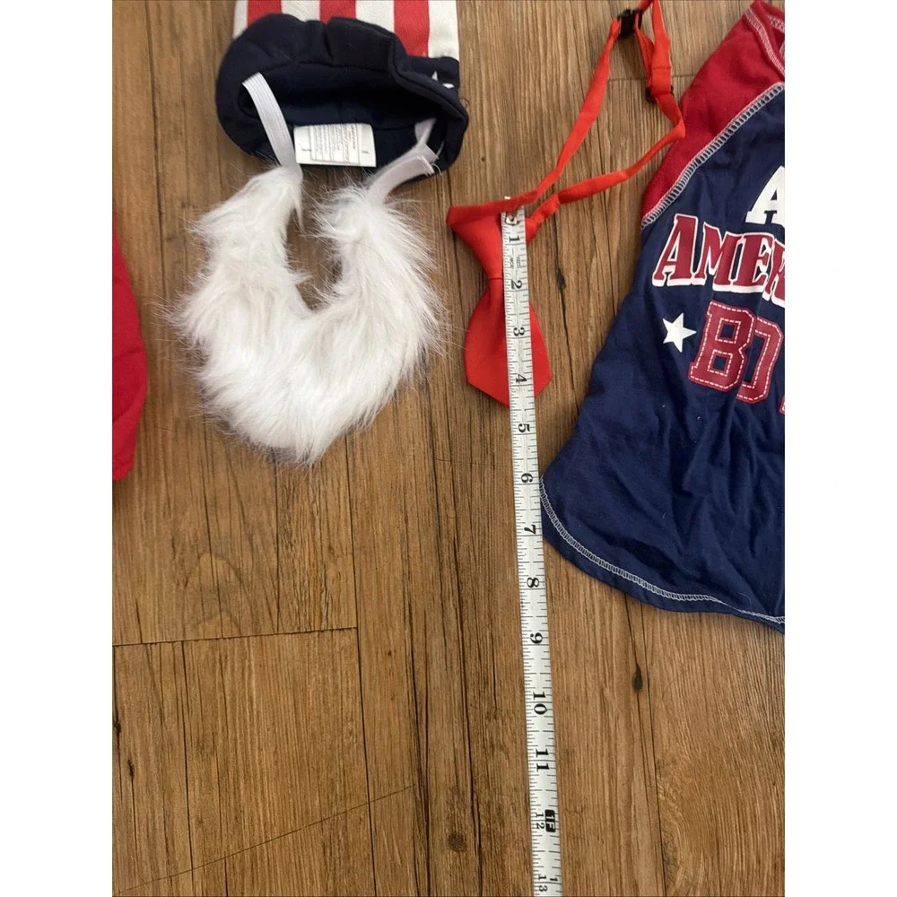 dog clothes lot 4th Of July Themed Red White Blue Shirts Hat Tie Size S/m